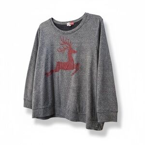 Gray Sweater with Red Reindeer Design